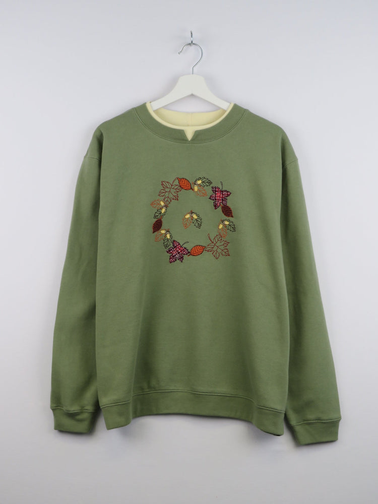 Vintage Embroidered Autumn Leaf Sweatshirt | Gr. L